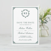 Monogramm QR-Code Foto Collage Smaragdgrüne Hochze Save The Date (Stehend Vorderseite)