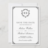 Monogramm QR-Code Foto Collage Weiß Schwarz Hochze Save The Date (Vorderseite)