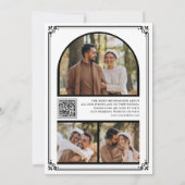 Monogramm QR-Code Foto Collage Weiß Schwarz Hochze Save The Date (Rückseite)