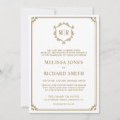Monogramm QR-Code Foto Collage Weißgold Hochzeit Einladung (Vorderseite)