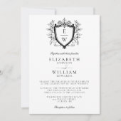 Monogramm QR-Code für Schwarz-Weiß-Wappen Einladung (Vorderseite)