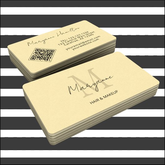 Monogramm QR-Code gelb Visitenkarte