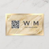 Monogramm | QR CODE | Gold Marble Visitenkarte (Vorderseite)