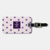 Monogramm QR-Code Lila Blume Gepäckanhänger (Vorderseite horizontal)