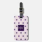 Monogramm QR-Code Lila Blume Gepäckanhänger (Vorderseite vertikal)