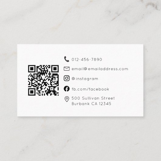 Monogramm QR-Code Minimalistisch Visitenkarte (Rückseite)