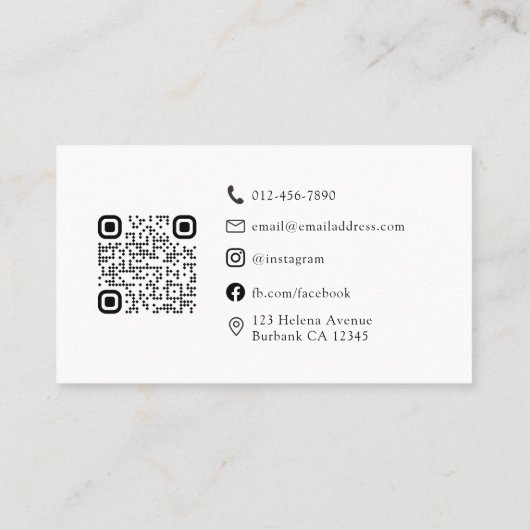 Monogramm QR-Code Minimalistisch Visitenkarte (Rückseite)