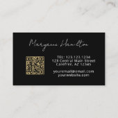 Monogramm QR-Code Schwarz Gold Visitenkarte (Rückseite)