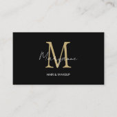 Monogramm QR-Code Schwarz Gold Visitenkarte (Vorderseite)