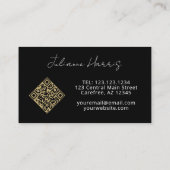 Monogramm QR-Code Schwarz Gold Visitenkarte (Rückseite)