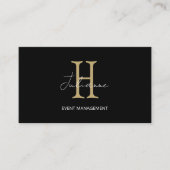 Monogramm QR-Code Schwarz Gold Visitenkarte (Vorderseite)