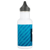 Monogramm-Quadrat auf blauen Diagonalstreifen Trinkflasche (Links)