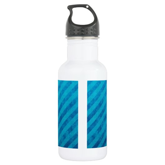Monogramm-Quadrat auf blauen Diagonalstreifen Trinkflasche (Rückseite)