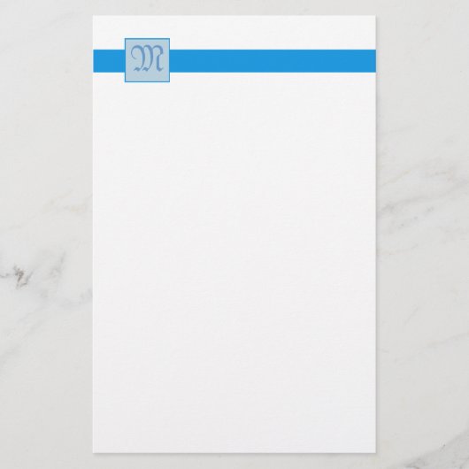Monogramm-Quadrat (blau) Briefpapier (Vorderseite)