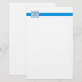 Monogramm-Quadrat (blau) Briefpapier (Vorne/Hinten)