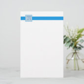 Monogramm-Quadrat (blau) Briefpapier (Stehend Vorderseite)