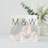 Monogramm-Quadrat für ein einzelnes Foto Save the  Date (Stehend Vorderseite)