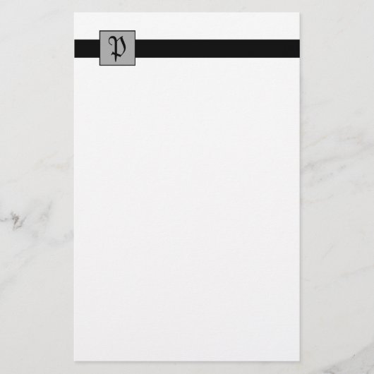 Monogramm-Quadrat (schwarz) Briefpapier (Vorderseite)
