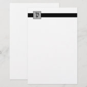Monogramm-Quadrat (schwarz) Briefpapier (Vorne/Hinten)