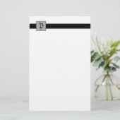Monogramm-Quadrat (schwarz) Briefpapier (Stehend Vorderseite)