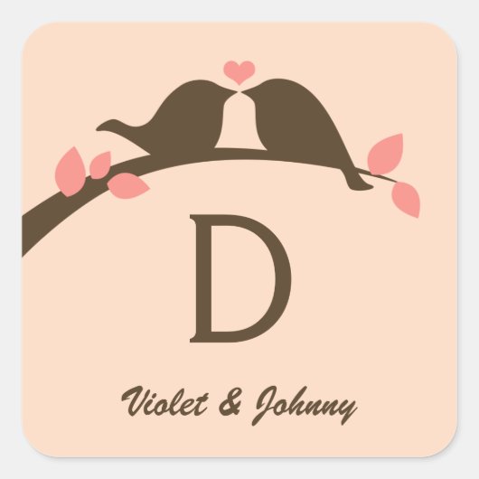 Monogramm Quadratischer Aufkleber (Vorderseite)