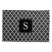 Monogramm Quatrefolie in Schwarz und Weiß Kissenbezug (Rückseite)