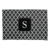 Monogramm Quatrefolie in Schwarz und Weiß Kissenbezug (Vorderseite)