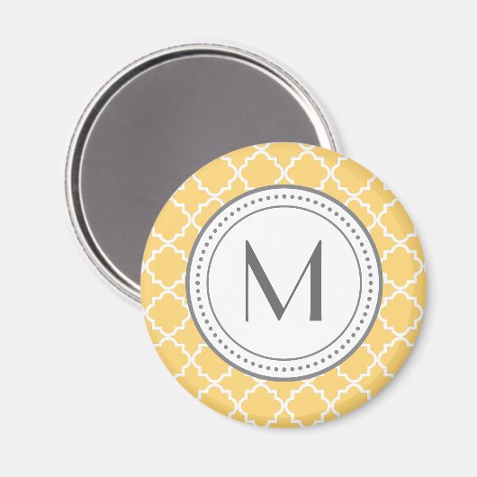 Monogramm Quatrefolie Magnet - gelb (Vorderseite/Rückseite)