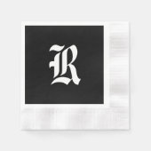 Monogramm R, alter englischer Schriftart, Serviette (Vorderseite)