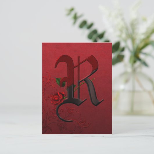 Monogramm R der gotischen Rose Postkarte (Stehend Vorderseite)