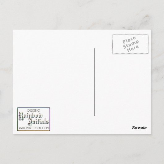 Monogramm R der gotischen Rose Postkarte (Rückseite)