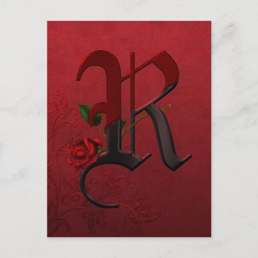 Monogramm R der gotischen Rose Postkarte (Vorderseite)