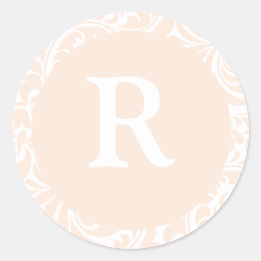Monogramm R-Farbkleber für Elfenbein für Hochzeitm Runder Aufkleber (Vorderseite)