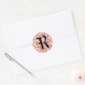 Monogramm "R" in roter Aufschrift Runder Aufkleber (Umschlag)