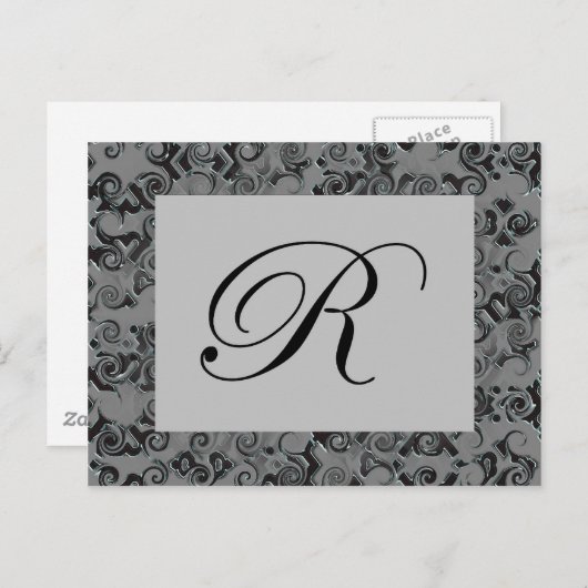 Monogramm R Postkarte (Vorne/Hinten)