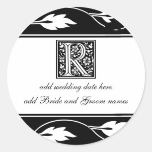 Monogramm R Runder Aufkleber