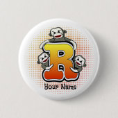 Monogramm R Sock Monkey Button (Vorderseite)