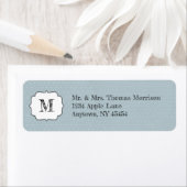 Monogramm Rahmen auf blassblauem und Polka-Punkt (Insitu)