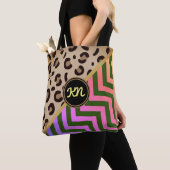 Monogramm Rainbow Leopard Print Zickzack Tasche (Von Nahem)