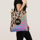 Monogramm Rainbow Leopard Print Zickzack Tasche (Von Nahem)