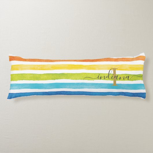 Monogramm Rainbow Name Initial Script Custom Seitenschläferkissen (Vorderseite)