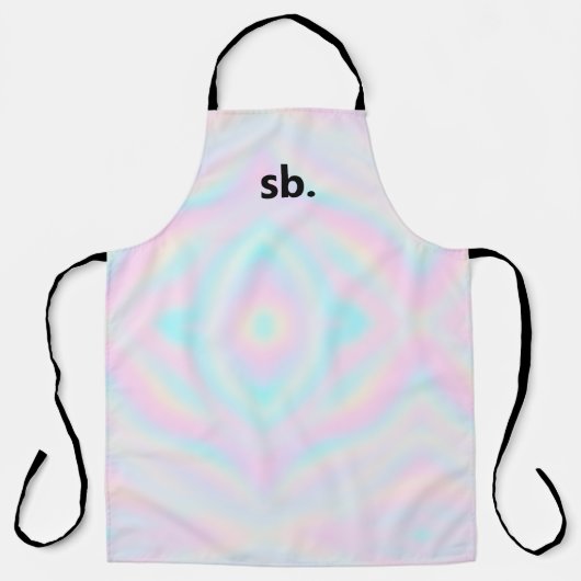 Monogramm Rainbow Pastel Hologramm Gefärbte Krawat Schürze (Vorderseite)