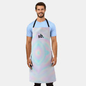 Monogramm Rainbow Pastel Hologramm Gefärbte Krawat Schürze (Getragen)