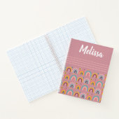 Monogramm Rainbow Pink Graph Paper Notizblock (Innenseite)