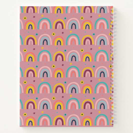 Monogramm Rainbow Pink Graph Paper Notizblock (Rückseite)