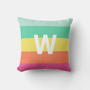Monogramm Rainbow-Sherbet-Farbblock Kissen