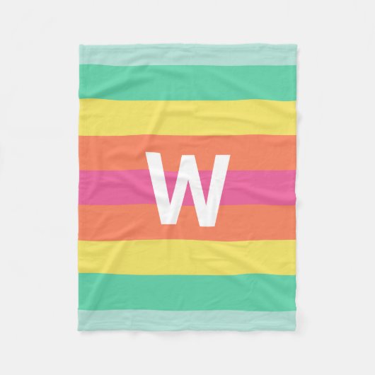 Monogramm Rainbow-Sherbet-Farbblock-Reihe Fleecedecke (Vorderseite)