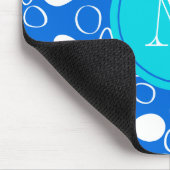 Monogramm Random Big Dots Blau-Weiß-Muster Mousepad (Ecke)
