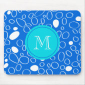 Monogramm Random Big Dots Blau-Weiß-Muster Mousepad (Vorne)