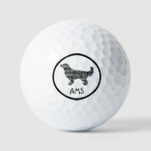 Monogramm-Raster der Golden Retriever Silhouette Golfball (Vorderseite)